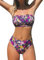 CUPSHE Bikini da donna con allacciatura al collo, con volant, costume da bagno con spalline rimovibili, motivo floreale, costume da bagno in due pezzi, Lilla/motivo floreale, XL