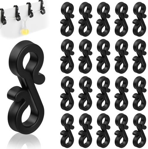 Flintronic Gutter Hooks for Outdoor Lights, 30 Pcs Plastic S Gutter Clips for Christmas Lights, Clips Hanger for Xmas Party, Icicle Fairy Lights, String/Rope Lights Decorations (Black)