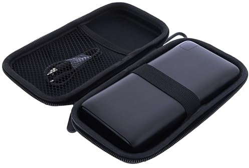 foto-kontor Tasche kompatibel mit Addtop 14,5x7x2 Powerbank Schutzhülle Hardcase Reisetasche Aufbewahrung Batterie Externer Akku Stoßfest Wasserabweisend Transporttasche mit Netzfach für Zubehör Schwa