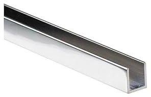 Aluminium Duschprofil/U-Profil 20 x 12 x 2 mm für Glas 8 mm Länge: 1.000 mm