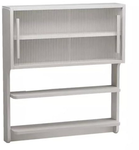 Simple Wall Cabinet Multi-function Storage Cabinet Above Desk Wall-mounted Floating Cabinet Wall Storage Rack Kitchen Seasoning Storage Cabinet(White)