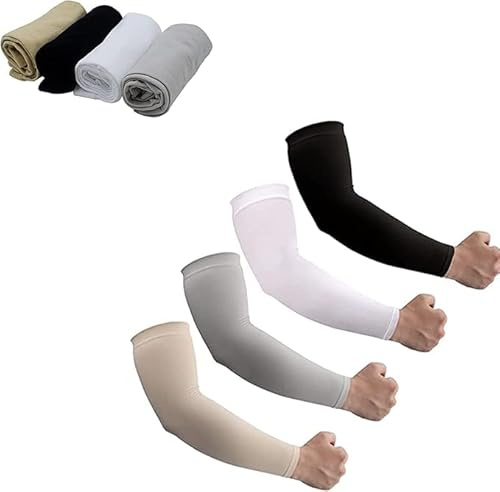 Peixiong 4 pares de fundas de brazo de protección solar UV para hombres y mujeres