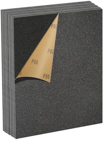 MOGRQAP 80 Körnung Schleifpapier Set, 12 Stück 23 x 28cm Wasserfestes Schleifpapier für Autos Metalle Wände Holz Möbel, Nass und Trocken Polieren Sandpaper