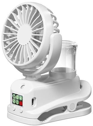 Uhidka Ventilatore Umidificatore Portatile con Nebulizzatore, Ventilatore con Clip Rotante A 360°,
