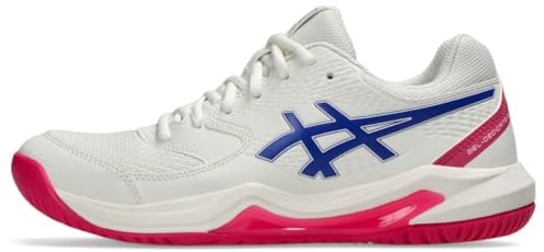 ASICS Women's Gel-Dedicate 8 Pickleball Shoes, Cream/Dark Cobalt, 5.5 UK