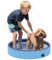 PawHut Piscina para Perros Plegable con Aspersor Bañera Portátil para Mascotas Pequeños de PVC Antideslizante y Resistente al Desgaste para Interiores y Exteriores Ø80x20 cm Azul Claro