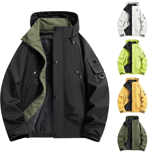 Herren Regenjacke Wasserdicht Outdoor Wanderjacke Atmungsaktiv Regen Jacke Windjacke Leichte Outdoorjacke mit Kapuze Softshelljack Funktionsjacke Kapuzenjacke Winterjacke Fahrradjacke Freizeitjacke