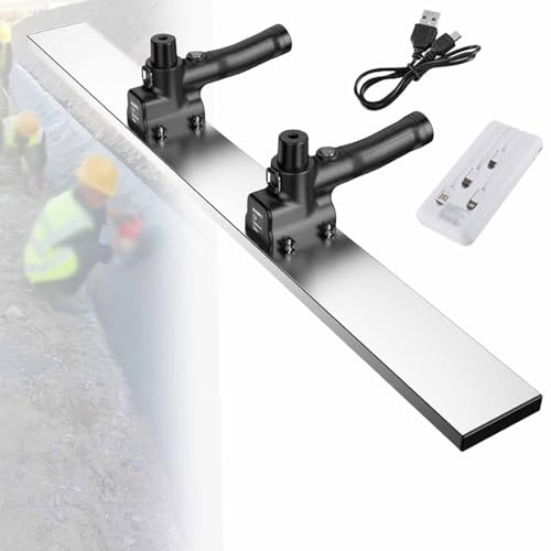 Elektrischer Akku-Estrich-Zement-Finishing-Vibrationsmotor, Power-Estrich-Beton-Finishing-Werkzeug mit 100 cm Klinge, Betonoberflächen-Estrich-Werkzeug,Black-withpowerbank
