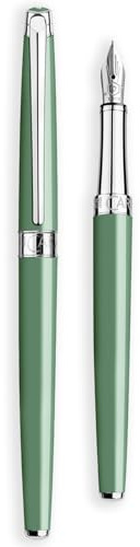 Caran d'Ache Leman Slim Vert de Gris Füllfederhalter, versilbert/rhodiniert, EF-Feder