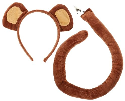 UKCOCO Affenkostüm Für Set Mit Affenohr-stirnband Und, Cosplay Tier Ohr Haarreif Für Party Und Aufführungen, Braun, Zufälliger Clip & Zubehör