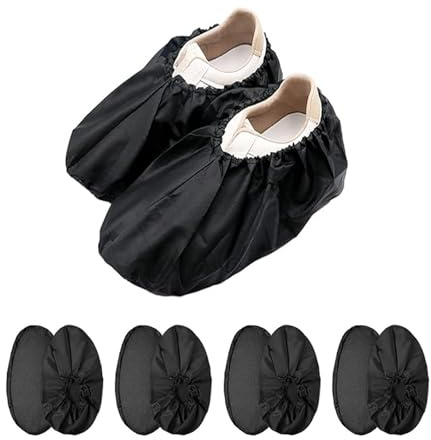 BIgGouannie Reusable Overshoes 4 Pairs Reusable Shoe Covers with Non-slip Sole Waterproof Oxford Cloth Shoe Covers On Rainy Days,Shoe Protector Covers for Household Carpet Floor Protection