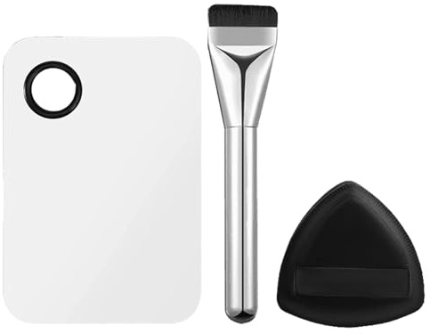 Gkhlg 3 Pack Foundation Brushes for Liquid Makeup Flat Foundation Brush with Thin Brush Head Comfortable Grip Foundation Brush for Makeup Enthusiasts Suitable for Travel and Daily Use