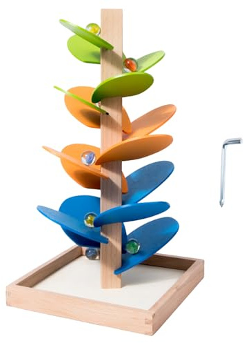 Holz Kugelbahn Musikbaum Spielzeug,Pädagogisches Lernspiel Für Die Mint Bildung,Holzspielzeug Mit Kugelbahn Für Kinder - Geschenk für Mädchen zu Weihnachten Geburtstag Fest