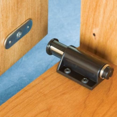 Set of 2 Push To Open Magnetic Latches for Drawer and Cabinet Doors with Steel Receiver Catch Suitable for Kitchen and Bathroom Cupboards