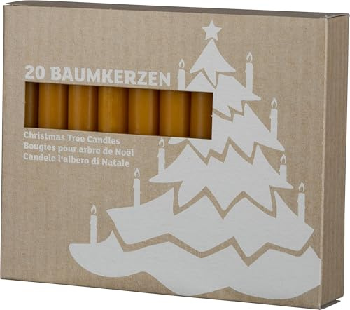 Pyramidenkerze Natur 20 Stück, Made in Germany, Kleine dünne Kerzen, Länge 10,5cm, Breite 1,3cm, RAL-Zertifizierte Weihnachtskerzen - Ohne Tropfen & Rußen - Perfekte Baumkerzen
