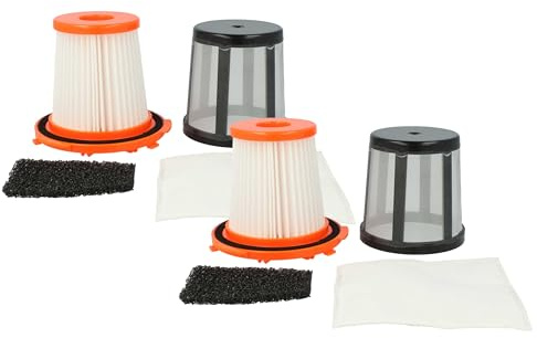 vhbw 2x Staubsaugerfilter kompatibel mit Progress PC7391 | PC7390 Staubsauger - HEPA-Filter, Motorschutz-Filter, Mikrofilter Orange Schwarz Weiß