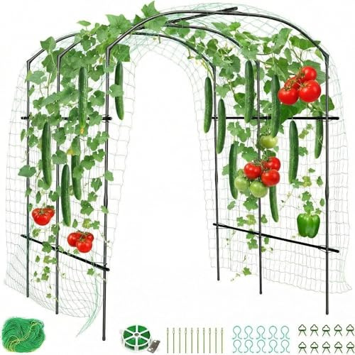 Große Rankgitter für Tomaten & Gurken, 220cm-Metall Pflanzenständer Rankhilfe Set, U-Form Gitterspalier für Kletterpflanzen, Gemüse & Obst,1 Stuck,180 * 190 * 220cm