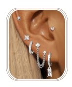 MILACOLATO Helix Piercing Ohr Ohrringe Creolen Ohrstecker Gold Silber | Damen Ketten Hypoallergene Ohrringe Hängend Medizinische Ohrstecker Set Schmuck Silber Knorpel Conch Tragus Helix Piercing