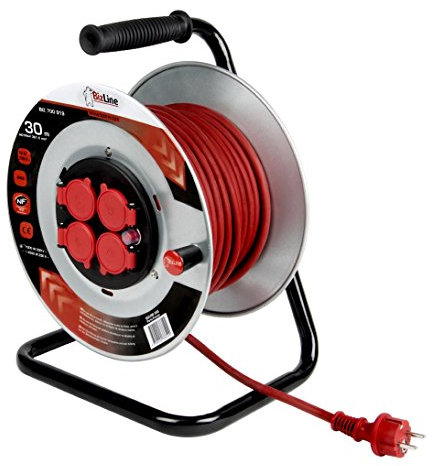 enrouleur - 30 mètres - flasque métallique - cable 3g1.5 mm