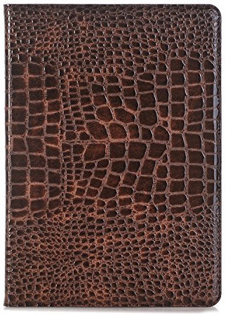 iPad 6. 5. 2018 2017 Hülle für Frauen, iPad Air-2. 1. 9,7 Zoll Hülle, DMaos Krokodil Reflector PU-Leder Folio Smart Cover – Braun