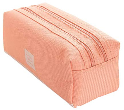 Freesiom Trousse Scolaire, Crayon Fille Garcon Enfant Grande Capacite Double Compartiment Sac Organiseur Fourniture Scolaire Kawaii Fun Etudiant College Cadeau (Rose Pale)