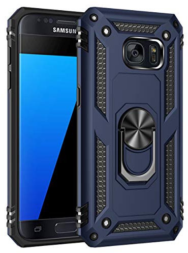 BestST Galaxy S7 Hülle, Samsung S7 Schutzhülle, Hülle Handyhülle Stoßfest Schutz TPU Doppelstruktur Fall Harte Rüstung Cover case Schale für Samsung Galaxy S7 mit Ständer(Blau)