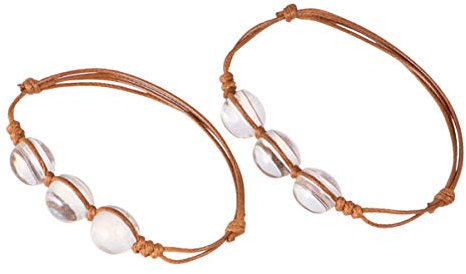 Amosfun 2Pcs Löwenzahn Armband Wunsch Armband Getrocknete Gepresste Löwenzahn Glaskugel Handgemachte Geflochtene Armband