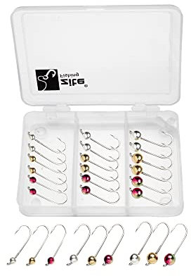 Zite Fishing Micro Tungsten Jigheads mit Forellen-Haken - Ultra Light Tungsten-Perlen 0,3-1,2g Montiert 27 STK Set - Neon oder Metallic - Wolfram-Angelhaken in Größe 6 (Metallic)