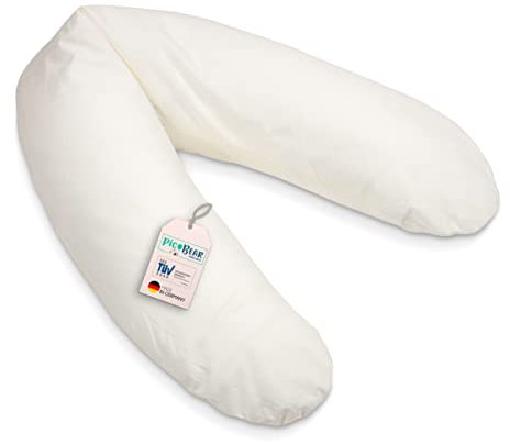 pic Bear Classic 190cm Stillkissen - hochwertiges Schwangerschaftskissen - anschmiegsames Lagerungskissen aus Baumwolle - schadstofffreies Seitenschläferkissen (100% Baumwolle, Uni Ivory-beige)