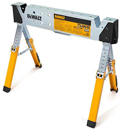 Dewalt Adjustable Height Portable Steel Welding Sawhorse, Double-Locking Legs, Pipe Saddles, 1,100 lb Weight Capacity