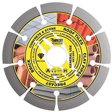 1 x SabreCut SCDS115 115mm (4.5 inch) x 10mm x 22.23mm Bore Segmented Diamond Angle Grinder Circular Saw Blade