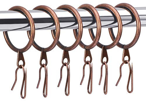 30 Stücke Metall Vorhang Gardine Ringe Vorhang Hängender Ringe und 30 Stücke Metall Vorhang Gardine Stift Haken für Fenster Tür Duschvorhang, 30 mm Innendurchmesser (Bronze)