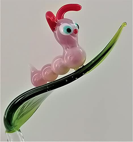 Orchideenstab, Blatt mit Raupe (rosa) (höhenverstellbar)