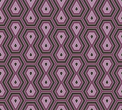 Architects Paper Retrotapete Jungle Chic Tapete geometrisch grafisch PVC-freie Vliestapete lila matt glatt 377073 37707-3, Violett, Schwarz, 10.05 m x 0.53 m
