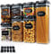Taylor & Brown 7pc Clear Airtight Food Storage Container Set with 10 Labels & 1 Marker - Kitchen & Pantry Containers - Ideal for Flour, Cereal, Spaghetti, Pasta & more, Black