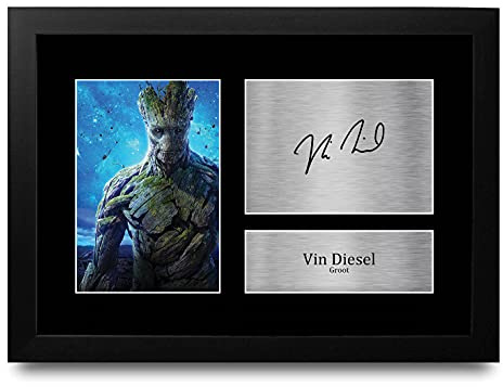 HWC Trading FR A4 Vin Diesel Guardians of the Galaxy Groot Geschenke Gedruckt, Signiert Autogramm Bild Für Film-Erinnerungsstücke-Fans - A4 Framed