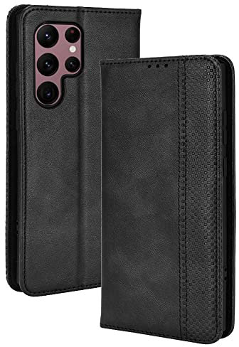 GOGME Custodia per Samsung Galaxy S22 Ultra 5G Custodia in pelle PU + TPU Custodia a portafoglio Flip Case, Cover a portafoglio con ID carta di credito con chiusura magnetica, colore: Nero
