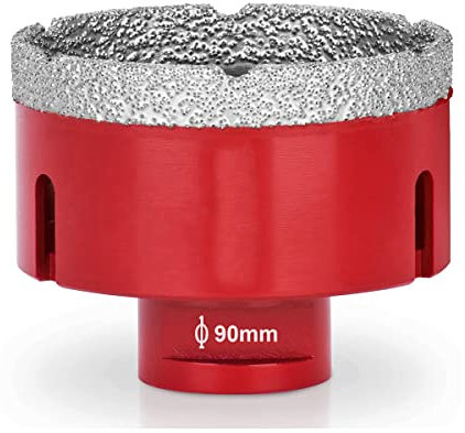 SagaSave 1 scie-cloche M14 de 90 mm pour revêtement diamant, longue durée de vie pour verre, céramique, carrelage, marbre, céramique, bouteilles, etc Rouge