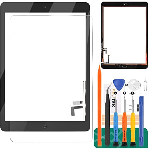 Pour IPad 9.7 2017 Écran Tactile 5 Génération Capteur Numériseur A1822 Écran Tactile Verre Compatible Avec Le Modèle A1822 A1823 Pièces De Rechange Avec Bouton Home(Non inclus LCD Not Fit Air 1)(Noir)