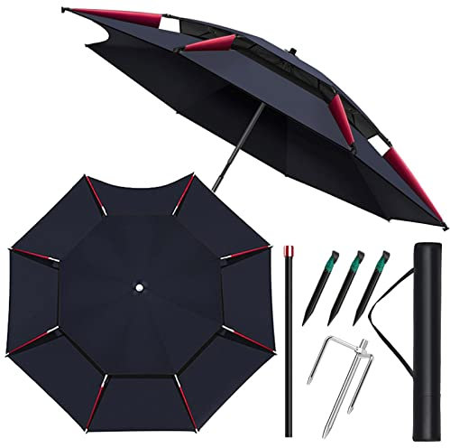LIGUOYI Parapluie De Pêche Parasol De Plage Exterieur, Protection UV Ø 2m/2,2m/2,4m/2,6m Tissu pour Parasol Résistant À Pluie Parasol De Jardin Extérieur, Parapluie Inclinable Rotatif À 360 °