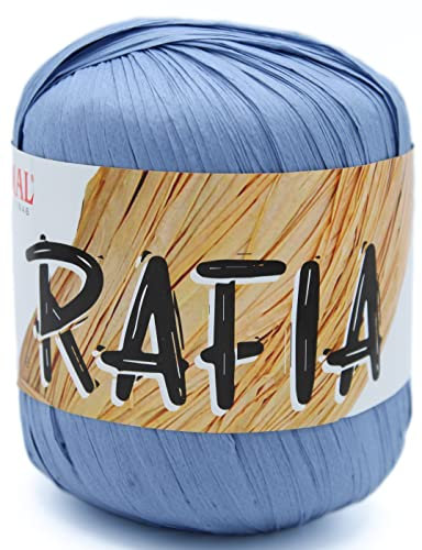 Gomitolo Rafia Lane Mondial 50 gr 100% viscosa naturale uncinetto 4-4,5 vari colori borse mare accessori cappellini arredo casa (990 Azzurro)