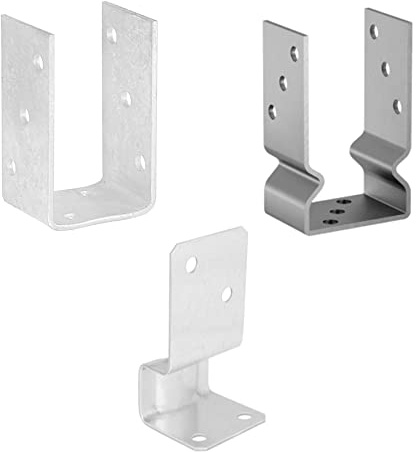 BRESKO Pfostenträger Aufschraubhülse Stützenfuß Bodenhülse Pfostenanker U-Form verzinkt (B: 141x60x150 mm)