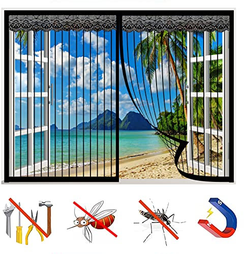 Zanzariera Magnetica,Rete SuperFine Trasparente Chiusura Automatica Zanzariera Magnetica per Porte,per Porte finestra Soggiorno Camera Cortile