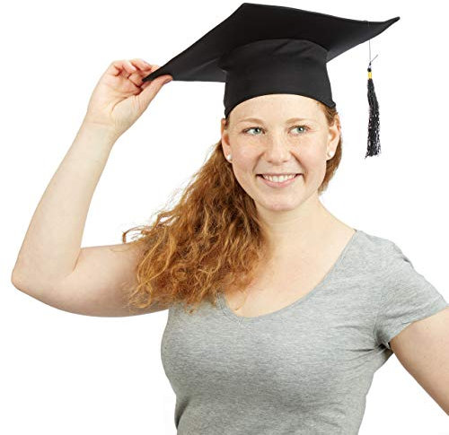 Relaxdays 6 x Doktorhut, Einheitsgröße, Quaste, Abschlussfeier Abitur Hochschule Diplom Promotion, Faschingskostüm, schwarz