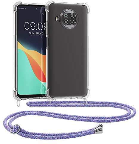 kwmobile Necklace Case kompatibel mit Xiaomi Mi 10T Lite Hülle - Silikon Cover mit Handykette - Band Handyhülle Lavendel Violett Hellblau Transparent
