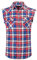 Iris Sprite Chemise décontractée à Carreaux sans Manches en Flanelle boutonnée pour Homme, Coupe Ample avec Poche, Rouge Bleu -A210, XL