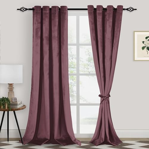 XWZO Dusty Rose Samtvorhänge, 274 cm lang, elegante weiche Luxus-Vorhänge für Wohnzimmer, wärmeisoliert, Raumverdunkelung, staubige Rose, Vorhang für Schlafzimmer-Dekor, Samtvorhänge, Set 2 Paneele