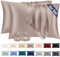 Vielit 2 Stück Satin Kissenbezug 40x60 Braun, Weich wie Seidenkissenbezug, Bessere Pflege als Silk Pillosecase, Satin Kopfkissenbezug Kissenhülle für Haar und Haut kommt mit 2 Haargummis