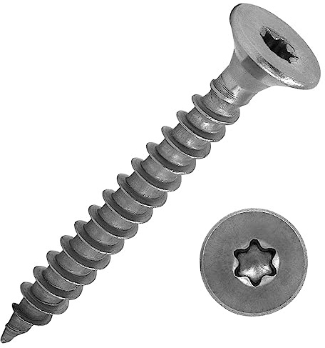 DSM – Vis à bois 6 x 40 mm – acier inox A2/V2A – tête fraisée Torx TX25 – filetage total – homologation ETA – vis universelles, vis aggloméré – 1000 pièces
