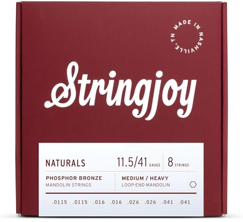 Stringjoy NB11541 Naturals Phosphor Bronze Mandolin Strings, (Medium/Heavy Gauge - 11.5-41)